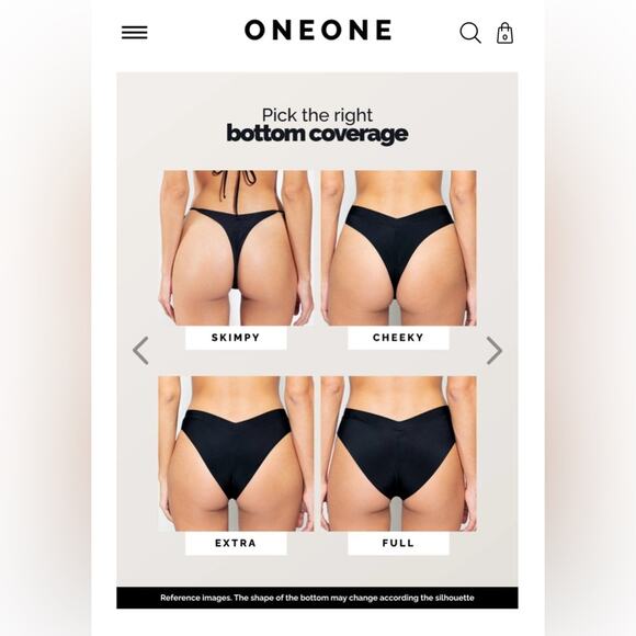 OneOne Swimwear ARIEL Bikini Bottom Medium Black Tie-Side Skimpy Midnight Black - Picture 10 of 12